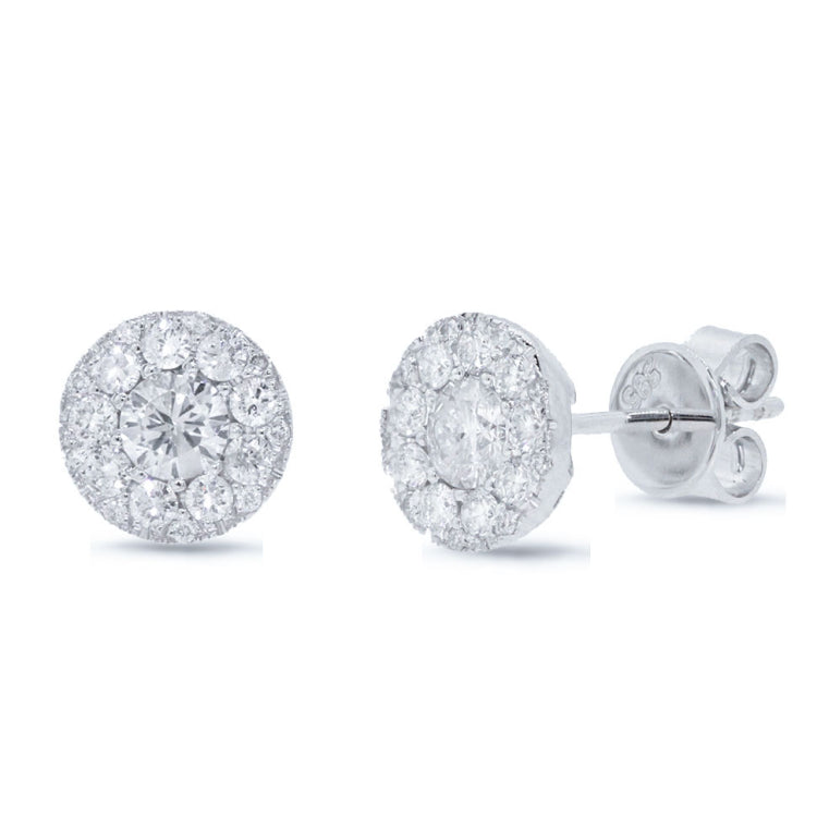 0.33ct Round Brilliant Center and 0.34ct Side 14k White Gold Diamond Stud Earring