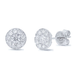 0.33ct Round Brilliant Center and 0.34ct Side 14k White Gold Diamond Stud Earring