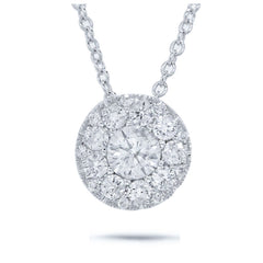 0.17ct Round Brilliant Center and 0.15ct Side 14k White Gold Diamond Pendant