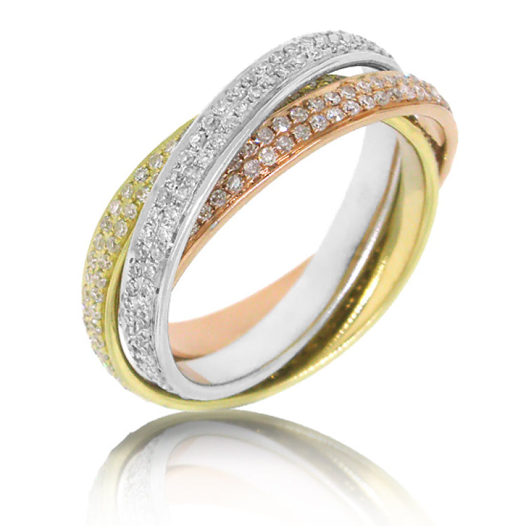 1.34ct 14k Three-tone Gold Diamond Eternity Ring 3-pc Size 8.5