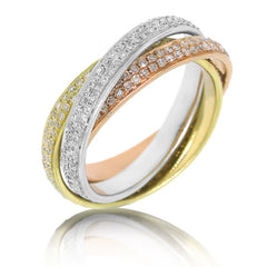 1.34ct 14k Three-tone Gold Diamond Eternity Ring 3-pc Size 8.5