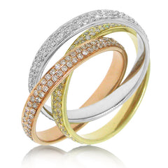 1.34ct 14k Three-tone Gold Diamond Eternity Ring 3-pc Size 8.5
