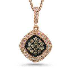 0.40ct 14k Rose Gold White & Champagne Diamond Pendant