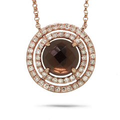 0.30ct Diamond & 1.37ct Smokey Topaz 14k Rose Gold Necklace