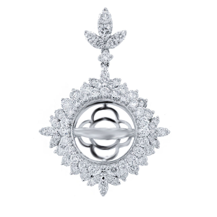 2.19ct 18k White Gold Diamond Semi-mount Pendant