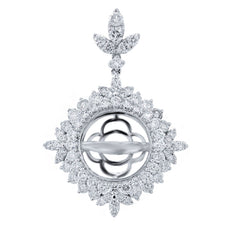 2.19ct 18k White Gold Diamond Semi-mount Pendant