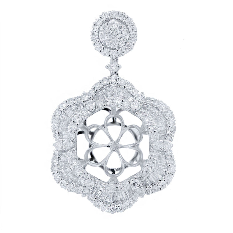 2.71ct 18k White Gold Diamond Semi-mount Pendant