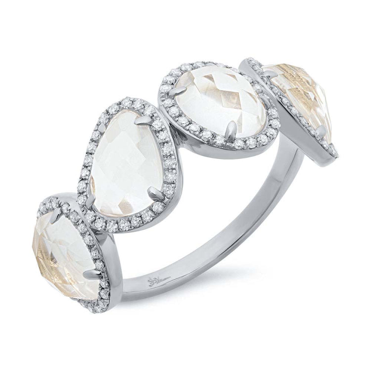 0.27ct Diamond & 3.58ct White Topaz 14k White Gold Ring