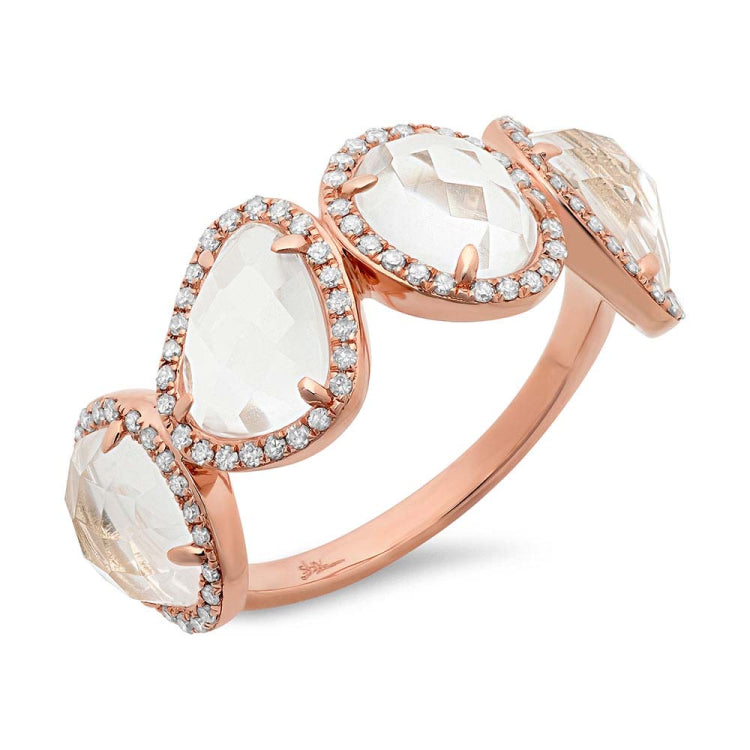 0.27ct Diamond & 3.58ct White Topaz 14k Rose Gold Ring