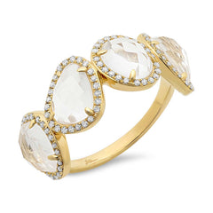 0.27ct Diamond & 3.58ct White Topaz 14k Yellow Gold Ring