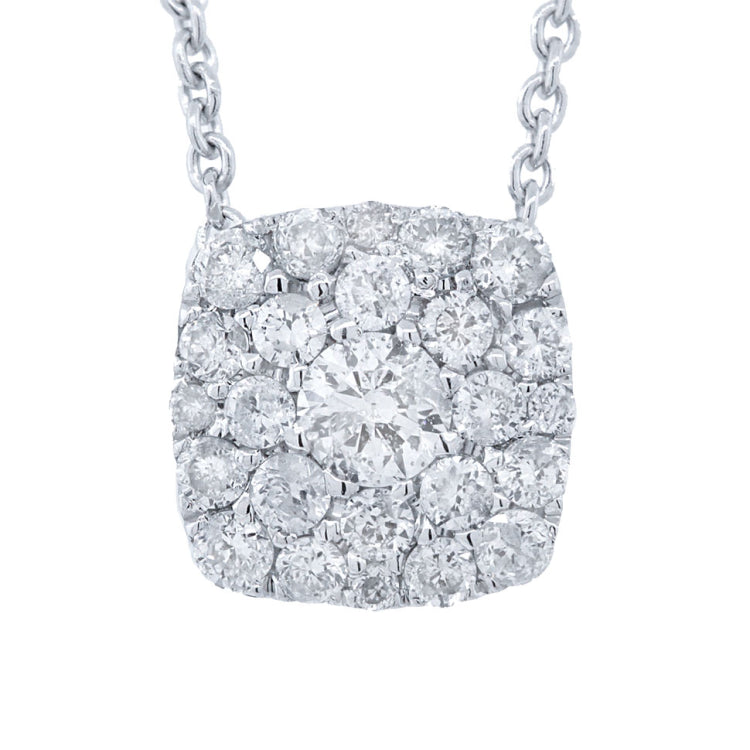 0.30ct 14k White Gold Diamond Cluster Necklace