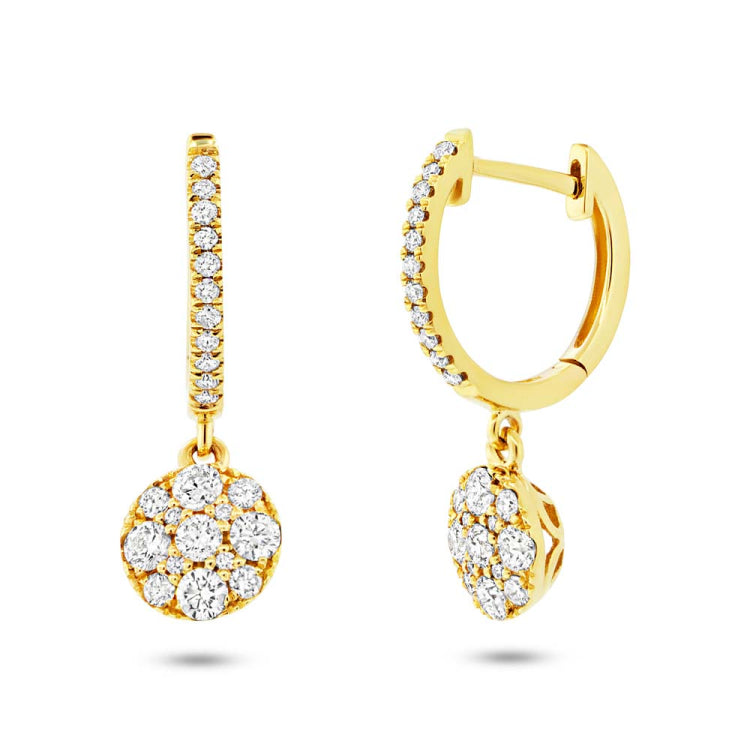 0.65ct 14k Yellow Gold Diamond Cluster Earring