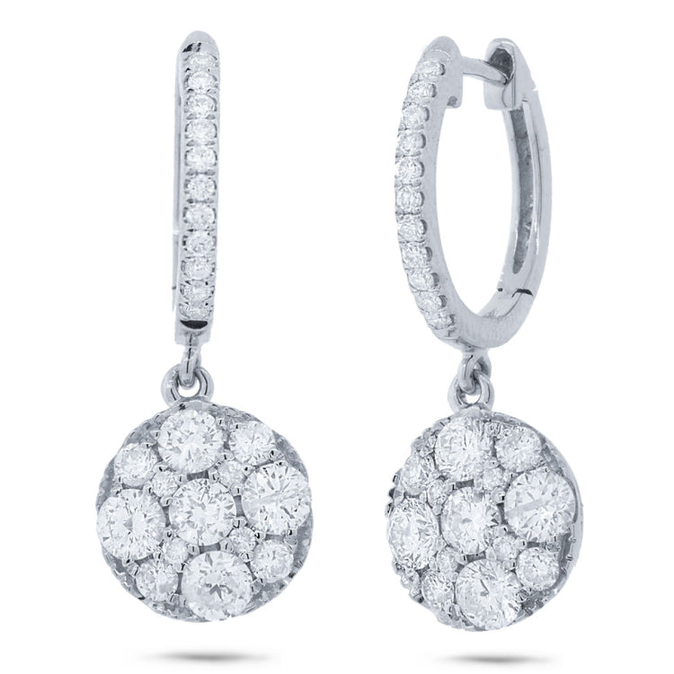 1.30ct 14k White Gold Diamond Cluster Earring