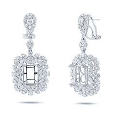 3.34ct 18k White Gold Diamond Semi-mount Earring