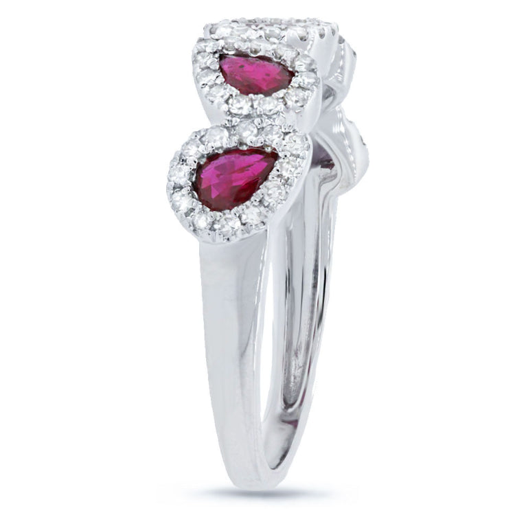 0.32ct Diamond & 0.91ct Ruby 14k White Gold Ring