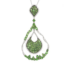 0.57ct Diamond & 4.62ct Green Garnet 14k White Gold Pendant
