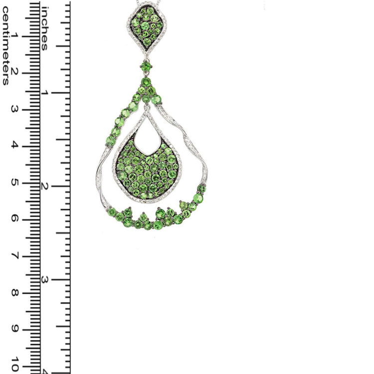 0.57ct Diamond & 4.62ct Green Garnet 14k White Gold Pendant