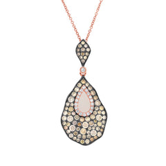 1.64ct 14k Rose Gold White & Multi-color Diamond Pendant