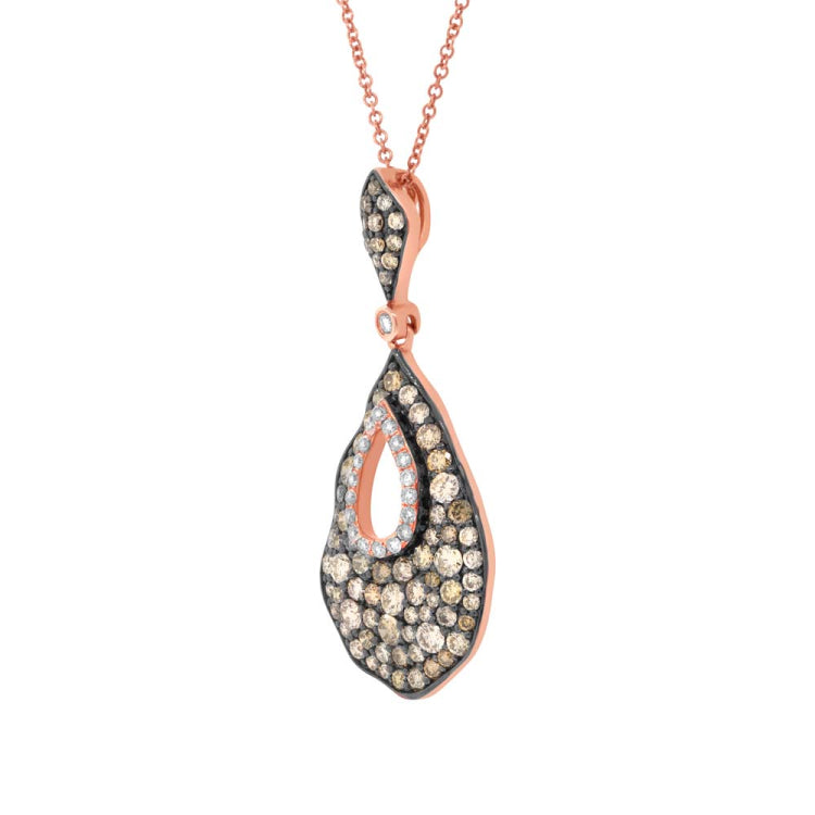 1.64ct 14k Rose Gold White & Multi-color Diamond Pendant