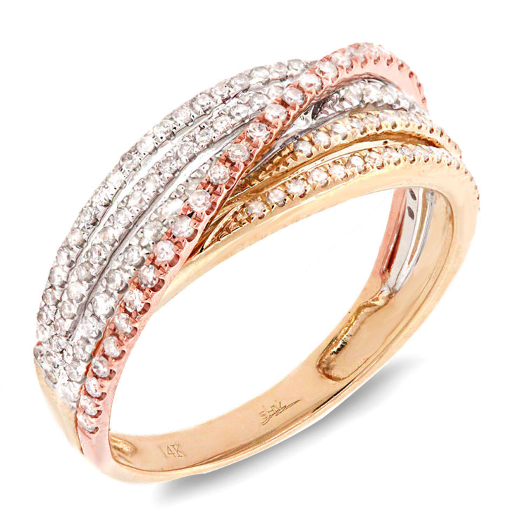 0.49ct 14k Three-tone Gold Diamond Bridge Ring