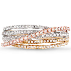 0.49ct 14k Three-tone Gold Diamond Bridge Ring