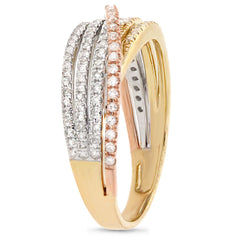 0.49ct 14k Three-tone Gold Diamond Bridge Ring