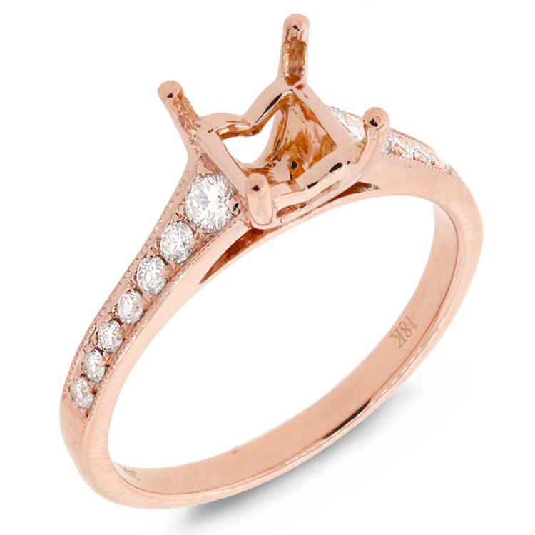 0.24ct 18k Rose Gold Diamond Semi-mount Ring