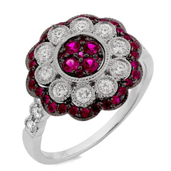 0.55ct Diamond & 0.58ct Ruby 14k White Gold Ring