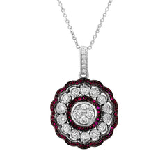 0.66ct Diamond & 0.44ct Ruby 14k White Gold Pendant