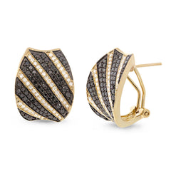 1.75ct 14k Yellow Gold Black & White Diamond Earring