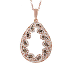 0.96ct 14k Rose Gold White & Champagne Diamond Pendant