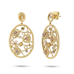 1.61ct 18k Yellow Gold Fancy Color Diamond Earring