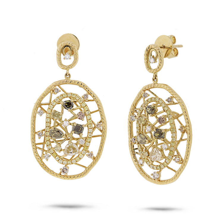 2.58ct 18k Yellow Gold Fancy Color Diamond Earring