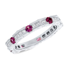 0.56ct Diamond & 0.81ct Ruby 14k White Gold Lady's Ring