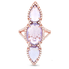 0.56ct Diamond & 9.17ct Amethyst 14k Rose Gold Ring