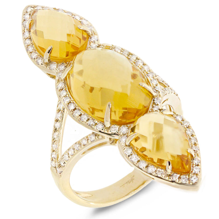 0.56ct Diamond & 8.94ct Citrine 14k Yellow Gold Ring