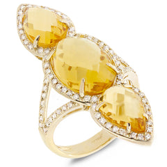 0.56ct Diamond & 8.94ct Citrine 14k Yellow Gold Ring
