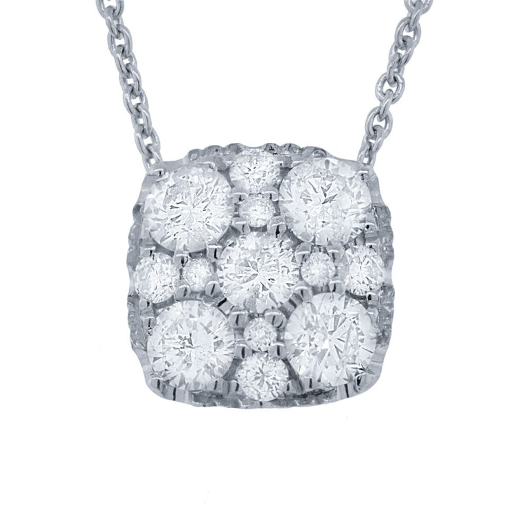 0.55ct 14k White Gold Diamond Cluster Necklace