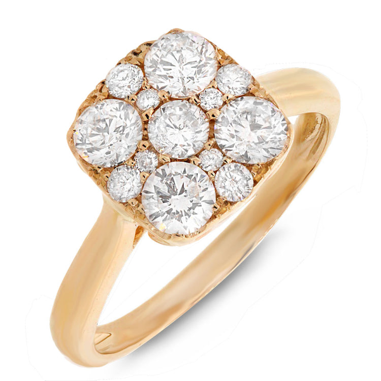 1.20ct 14k Yellow Gold Diamond Cluster Lady's Ring