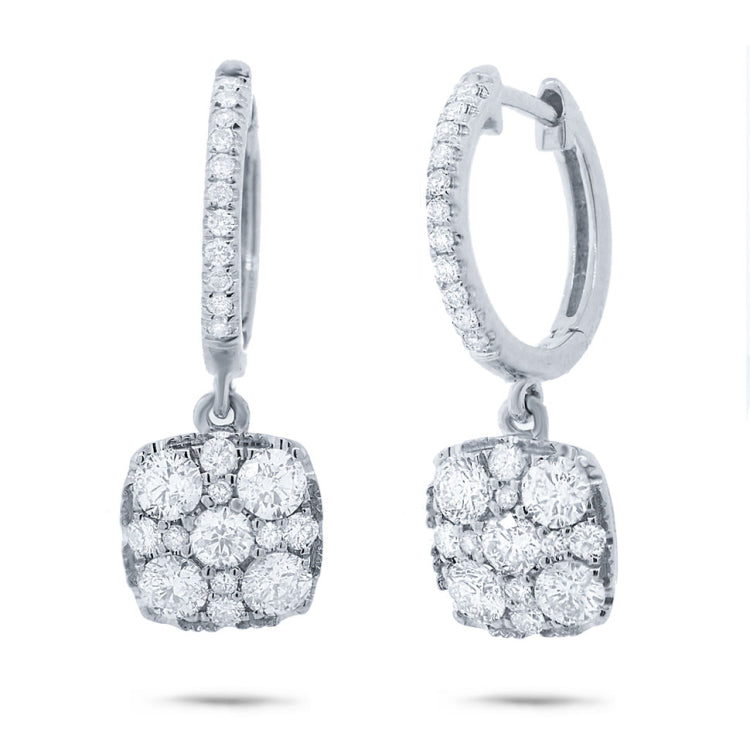 1.20ct 14k White Gold Diamond Cluster Earring