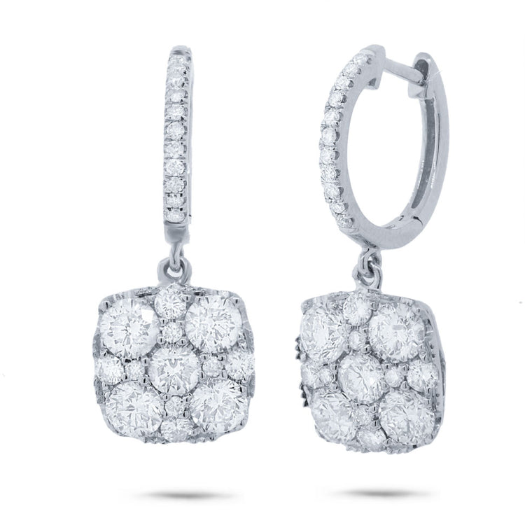 2.45ct 14k White Gold Diamond Cluster Earring