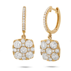 2.45ct 14k Yelllow Gold Diamond Cluster Earring