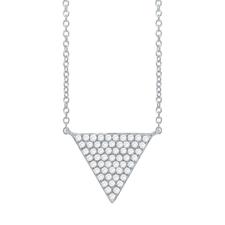 0.17ct 14k White Gold Diamond Pave Triangle Pendant