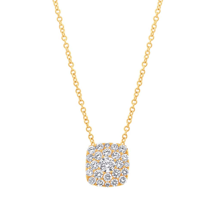 0.55ct 14k Yellow Gold Diamond Cluster Necklace