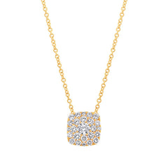 0.55ct 14k Yellow Gold Diamond Cluster Necklace