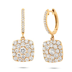 2.10ct 14k Yellow Gold Diamond Cluster Earring