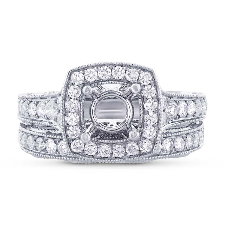 0.94ct 18k White Gold Diamond Semi-mount Ring 2-pc