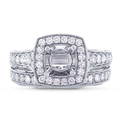 0.94ct 18k White Gold Diamond Semi-mount Ring 2-pc
