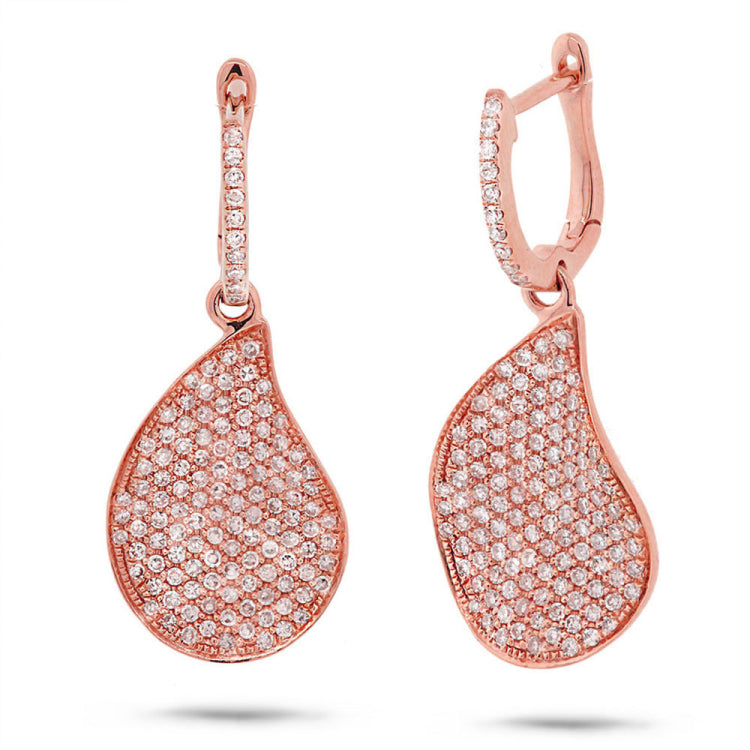0.83ct 14k Rose Gold Diamond Pave Earring