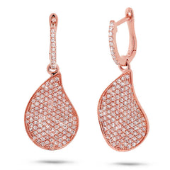 0.83ct 14k Rose Gold Diamond Pave Earring
